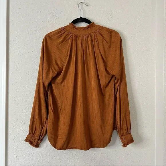 Cloth & Stone Ruffle Long Sleeve Blouse Size Small Dotted - Picture 5 of 8